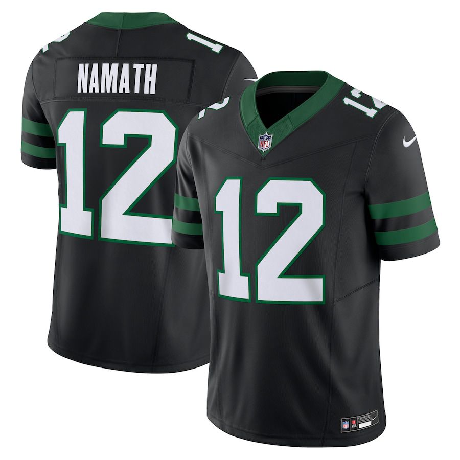 Men New York Jets #12 Joe Namath Nike Legacy Black Alternate Vapor F.U.S.E. Limited NFL Jersey